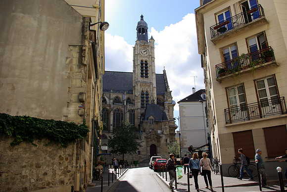 Saint-Etienne-du-Mont from Rue de la Montagne-Sainte-Genevieve -- Paris