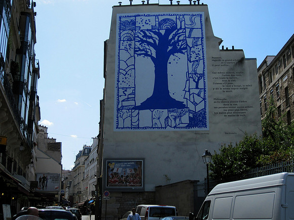 Tree and Poem Rue Descartes -- Paris
